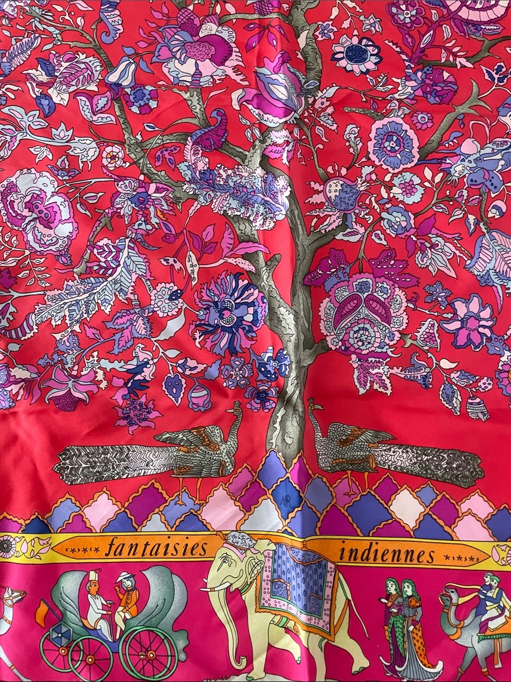 HERMES Scarf Fantaisies indiennes Women's Silk Pink Red